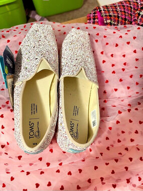 NWT! TOMS Alpargata Glitter Flats US 9W,30